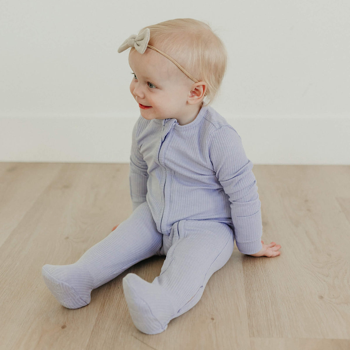 Rib Knit Zip-Up Footie Pajama - Periwinkle