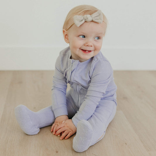 Rib Knit Zip-Up Footie Pajama - Periwinkle