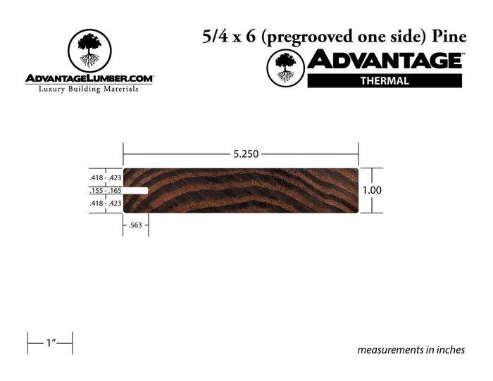 Advantage Thermally Modified Pine, 5/4x6 One-Sided Pre-Grooved - Advantage Lumber
