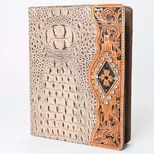 American Darling Crocodile Embossed Hand Tooled Leather Western Portfolio (Available in 2 Colors)