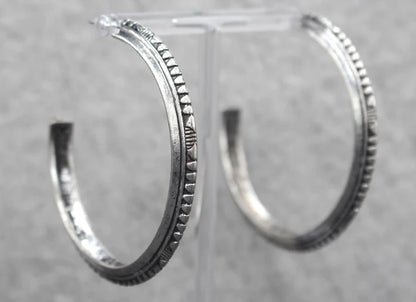 Antique Silver Half Hoop Post Earrings