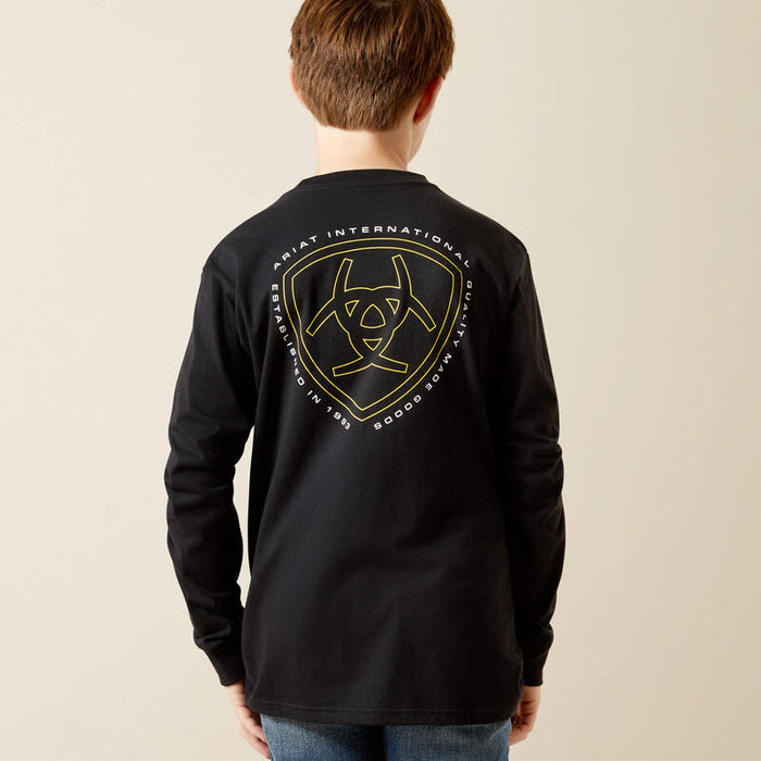 Ariat Boy's L/S Easy Rider Graphic Logo T-Shirt in Black