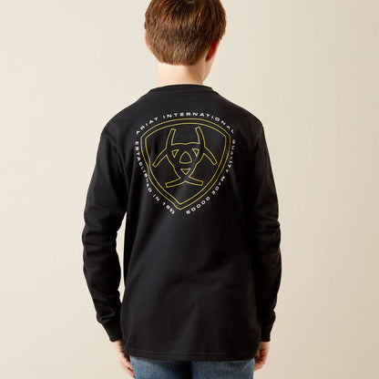 Ariat Boy's L/S Easy Rider Graphic Logo T-Shirt in Black