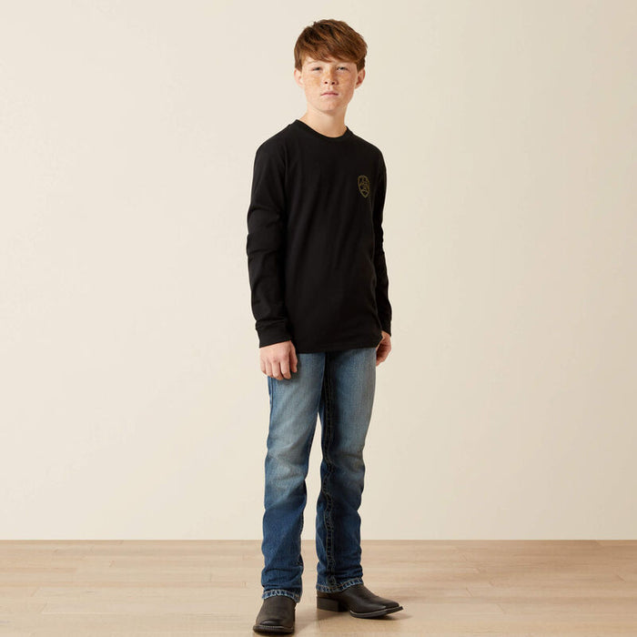 Ariat Boy's L/S Easy Rider Graphic Logo T-Shirt in Black