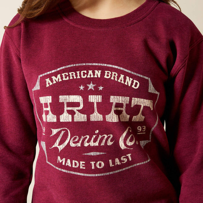 Ariat Girl's Emblem Sweatshirt in Heather