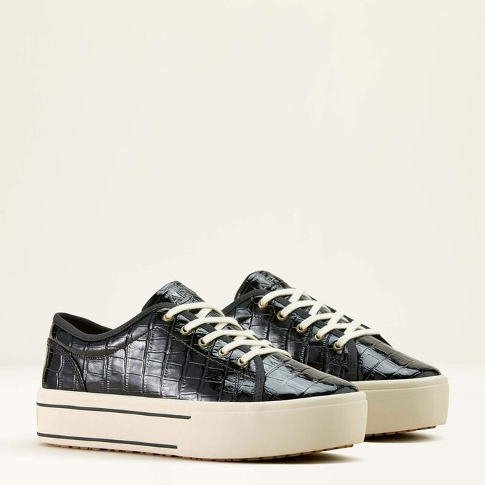Ariat Women's Skylar Platform Shoe in Black Luxe Caviar Croc Print