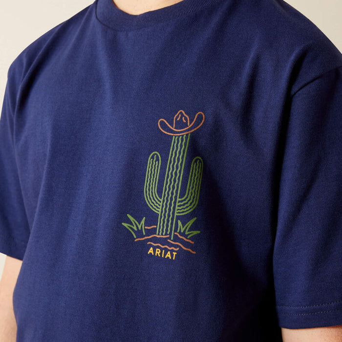 Ariat Youth Boy's S/S Neon Cactus Graphic T-Shirt in Medieval Blue