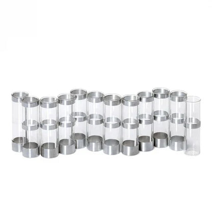 AVRIL HINGED BUD VASE IN GLASS AND METAL