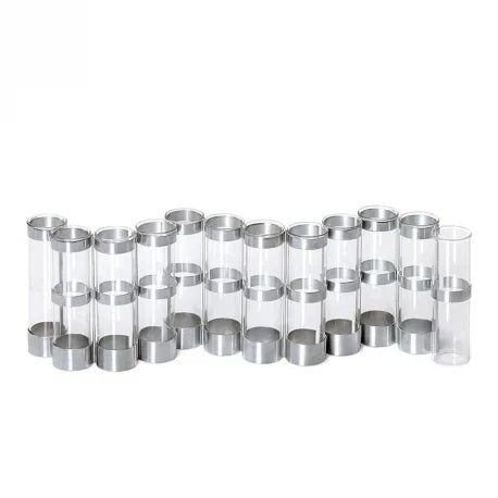 AVRIL HINGED BUD VASE IN GLASS AND METAL