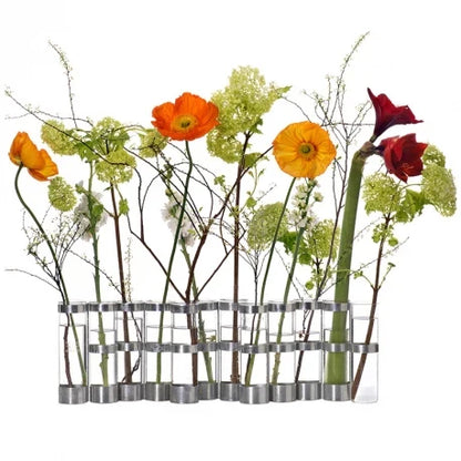 AVRIL HINGED BUD VASE IN GLASS AND METAL