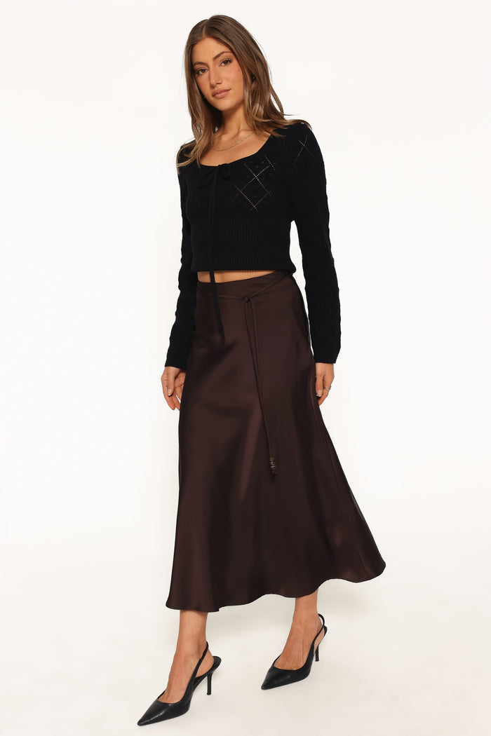 BOTTOMS Bayley Midi Skirt - Chocolate Brown