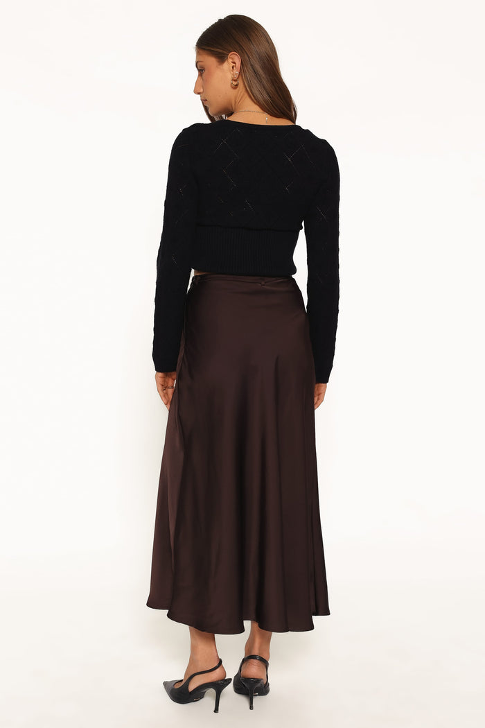 BOTTOMS Bayley Midi Skirt - Chocolate Brown