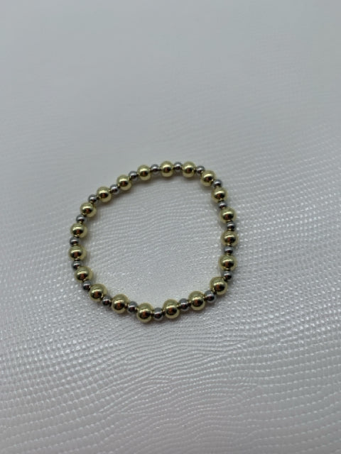 BRACELET 14KT 4MM & 6MM GOLD & SILVER GRADUATED BALLS