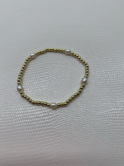 BRACELET 14KT GOLD BALL W/RICE PEARLS 3MM