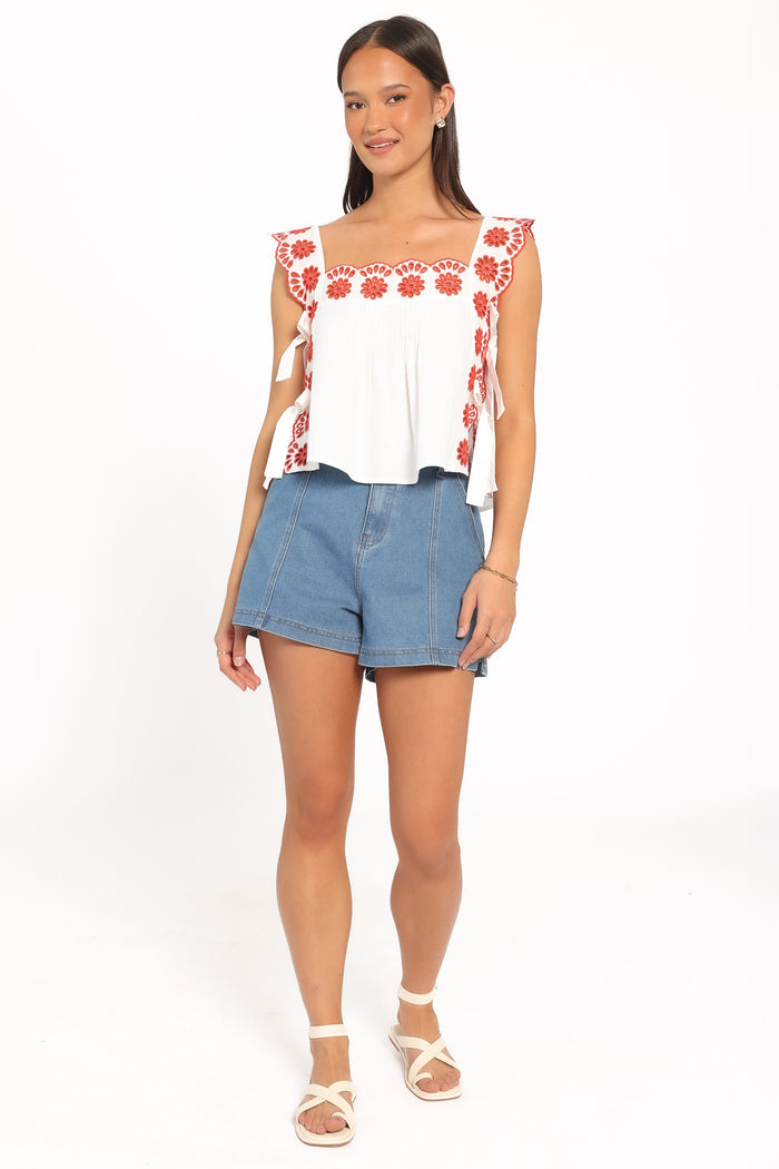 TOPS Brydee Tie Top - Red