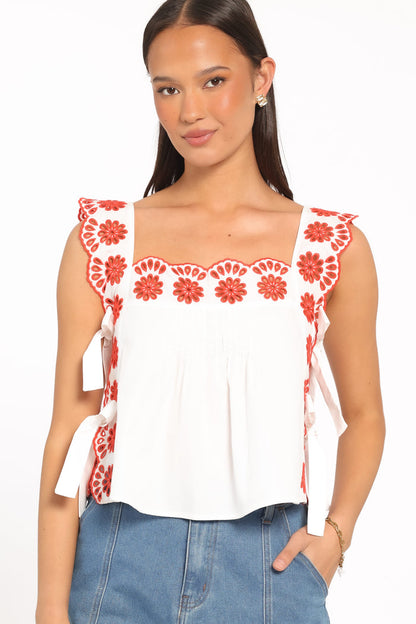 TOPS Brydee Tie Top - Red