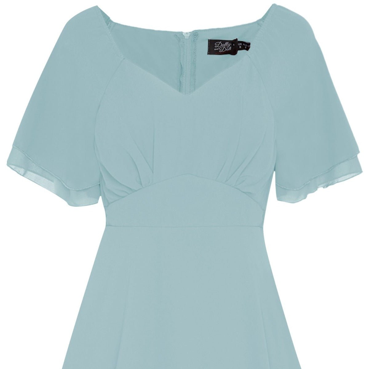 Meredith Comfortable Flattering Floaty Chiffon Dress in Pale Blue