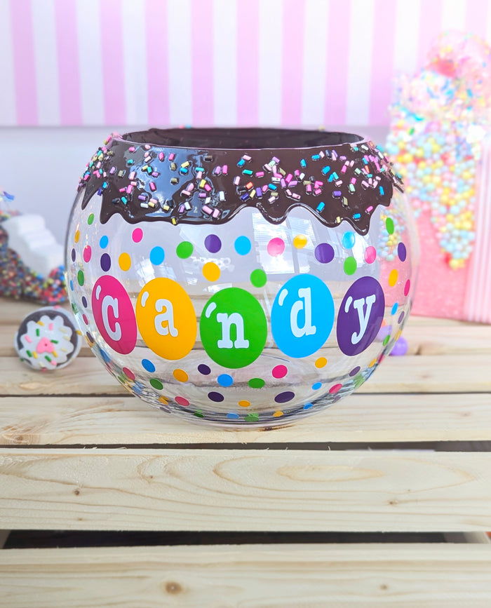 Candy Pieces Glass Candy Bowl