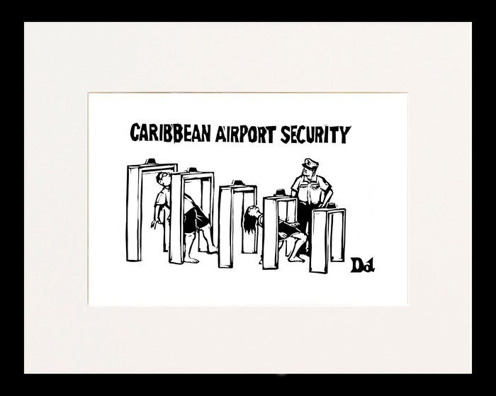 Caribbean Airport Security Cartoon Print
