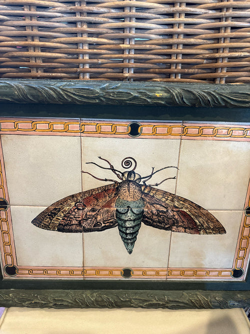 CERAMIC TILE/WOOD DECORATIVE TRAY MOTH MURAL