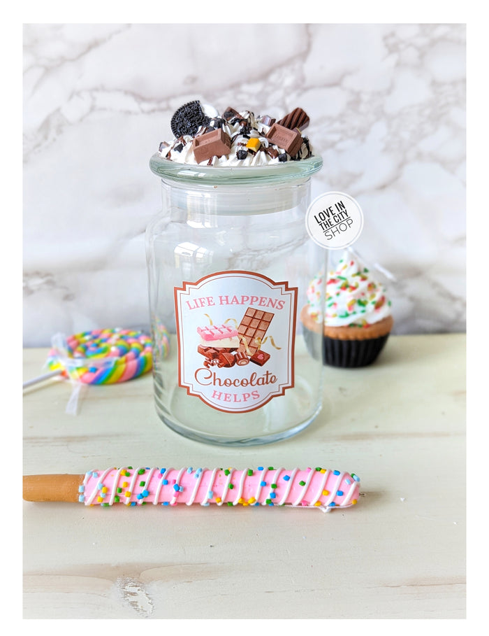 Chocolate Label Candy Jar