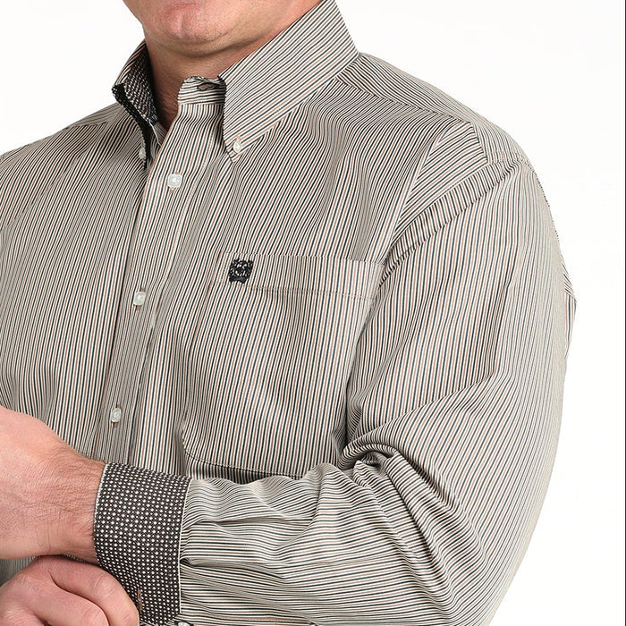 Cinch Men's Classic Fit Tencel™ L/S Striped Button-Down Western Shirt In Brown