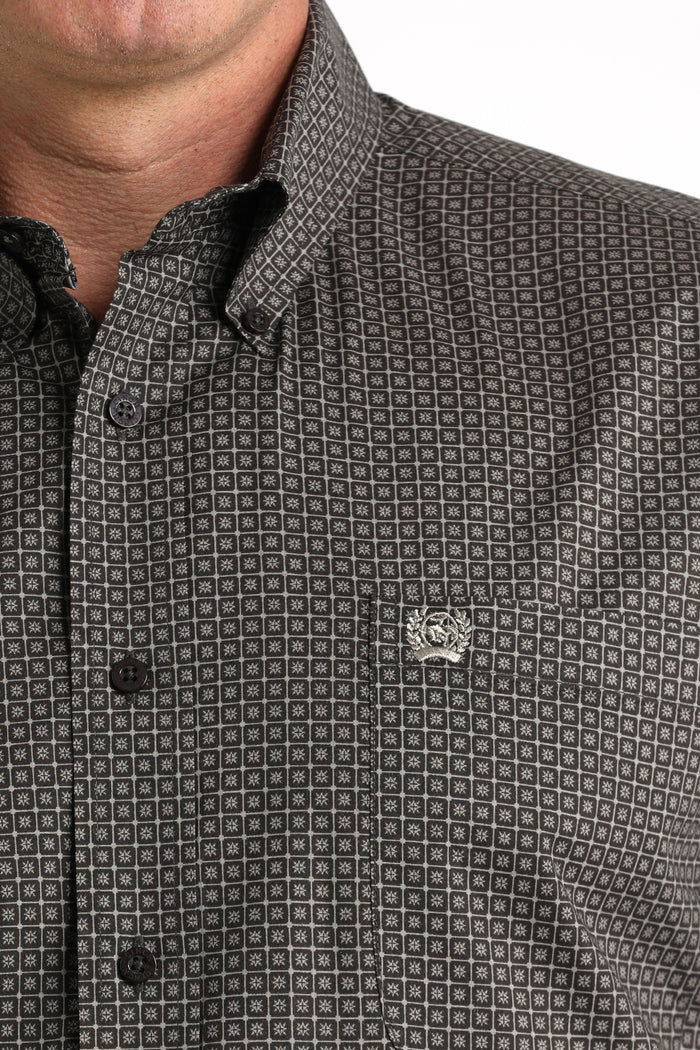 Cinch Men's L/S Classic Fit Medallion Button Down Western Shirt in Brown