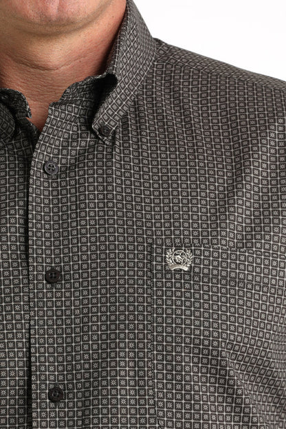 Cinch Men's L/S Classic Fit Medallion Button Down Western Shirt in Brown
