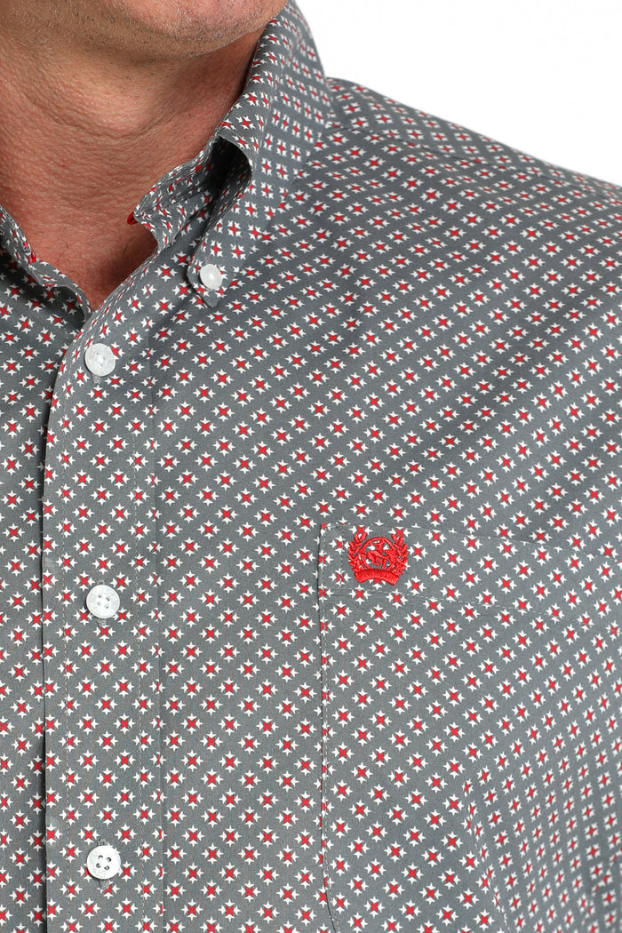 Cinch Men's L/S Classic Fit Medallion Button Down Western Shirt in Grey