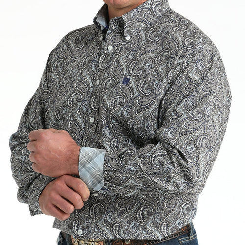 Cinch Men's L/S Classic Fit Paisley Button Down Western Shirt in Grey
