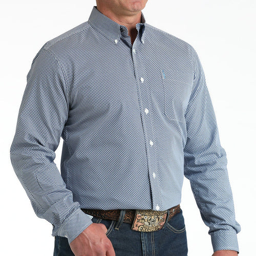 Cinch Men's L/S Modern Fit Medallion Print Western Button Down Shirt in Royal Blue