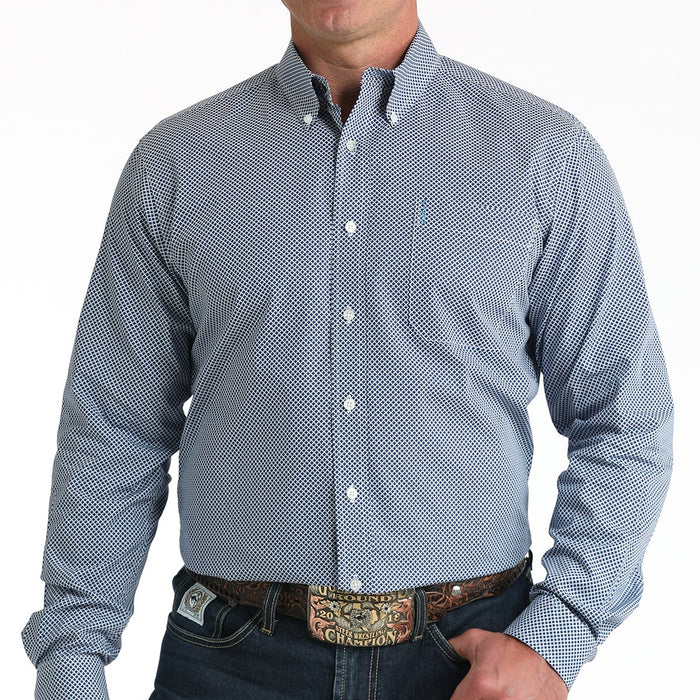 Cinch Men's L/S Modern Fit Medallion Print Western Button Down Shirt in Royal Blue