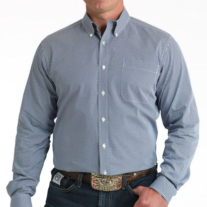 Cinch Men's L/S Modern Fit Medallion Print Western Button Down Shirt in Royal Blue