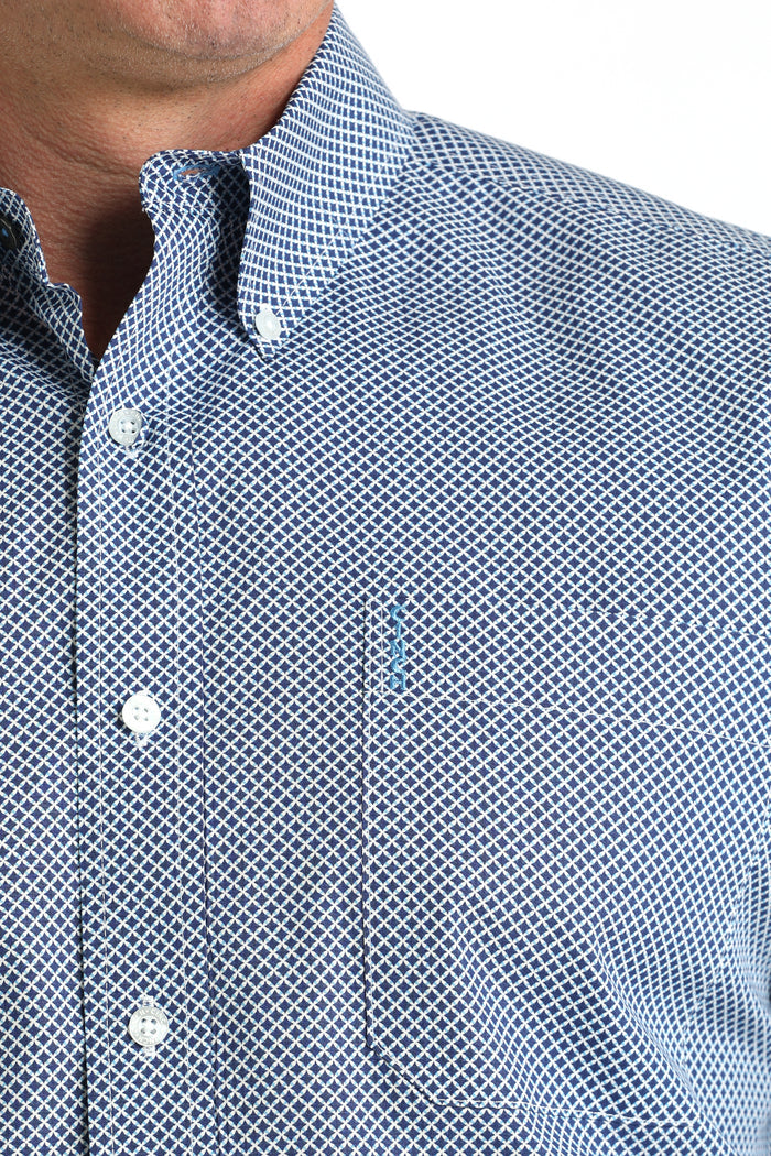 Cinch Men's L/S Modern Fit Medallion Print Western Button Down Shirt in Royal Blue