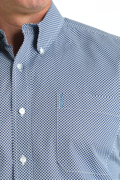 Cinch Men's L/S Modern Fit Medallion Print Western Button Down Shirt in Royal Blue