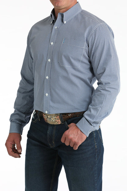 Cinch Men's L/S Modern Fit Medallion Print Western Button Down Shirt in Royal Blue