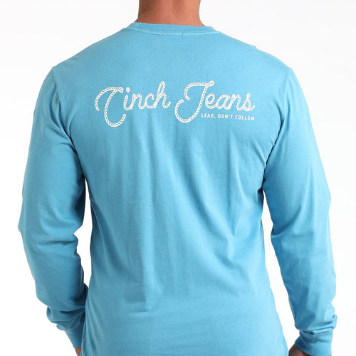 Cinch Men's L/S Rope Graphic Logo T-Shirt in Blue