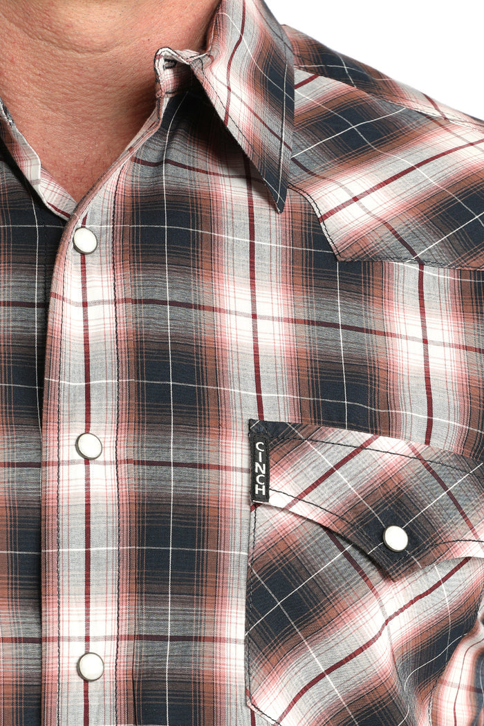 Cinch Men's Modern Fit Western Snap Shirt in Multicolor Plaid