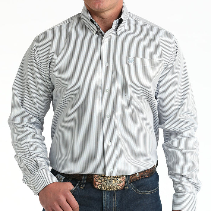 Cinch Men's Tencel™ L/S Striped Button-Down Western Shirt In White