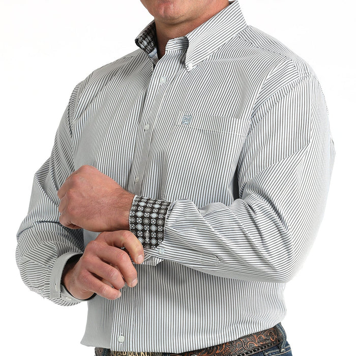 Cinch Men's Tencel™ L/S Striped Button-Down Western Shirt In White