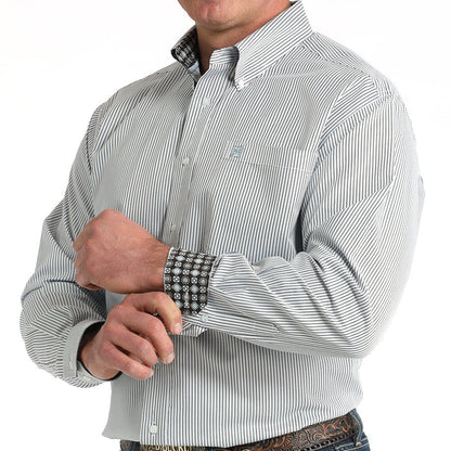 Cinch Men's Tencel™ L/S Striped Button-Down Western Shirt In White