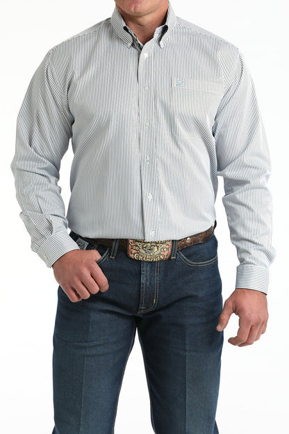Cinch Men's Tencel™ L/S Striped Button-Down Western Shirt In White