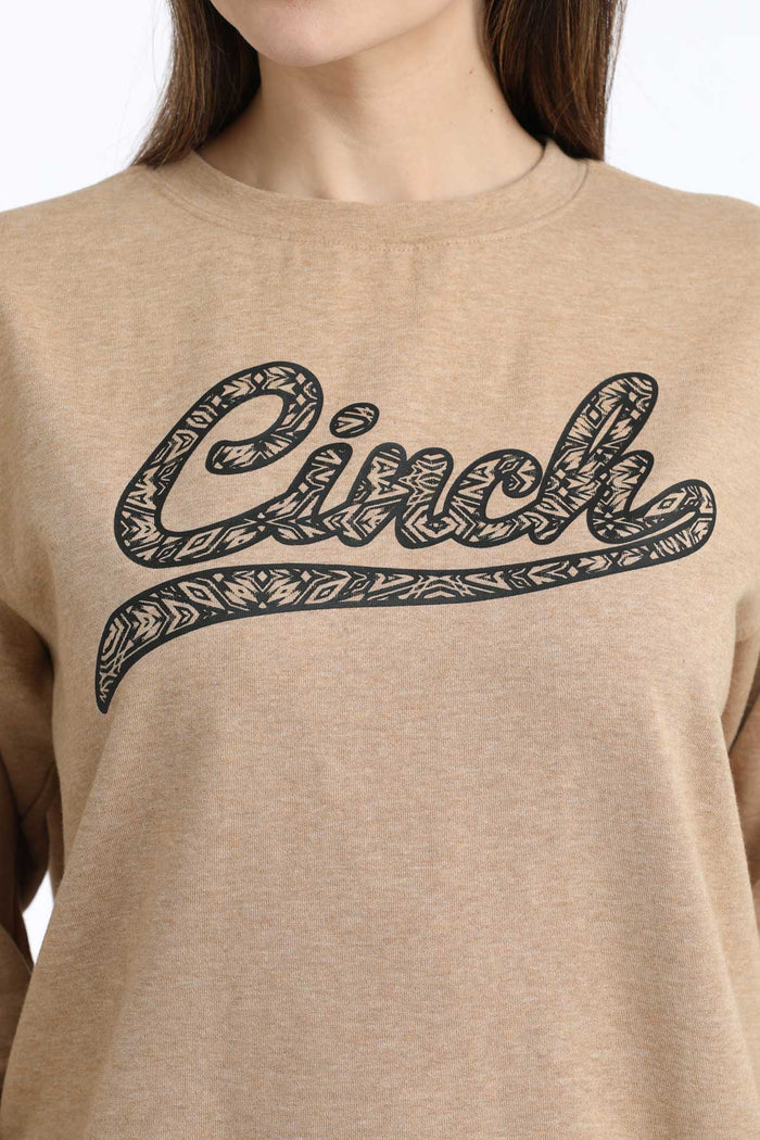 Cinch Women's Logo Fleece Sweatshirt in Brown