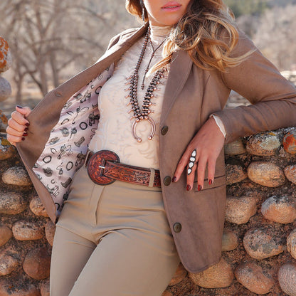 Cinch Women's Suede Concho Button Blazer in Brown