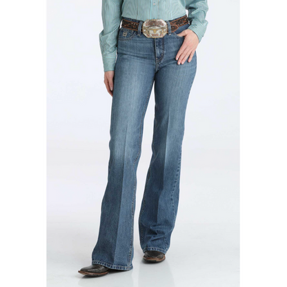 Cinch Women's Tatum High Rise Trouser in Medium Dark Wash