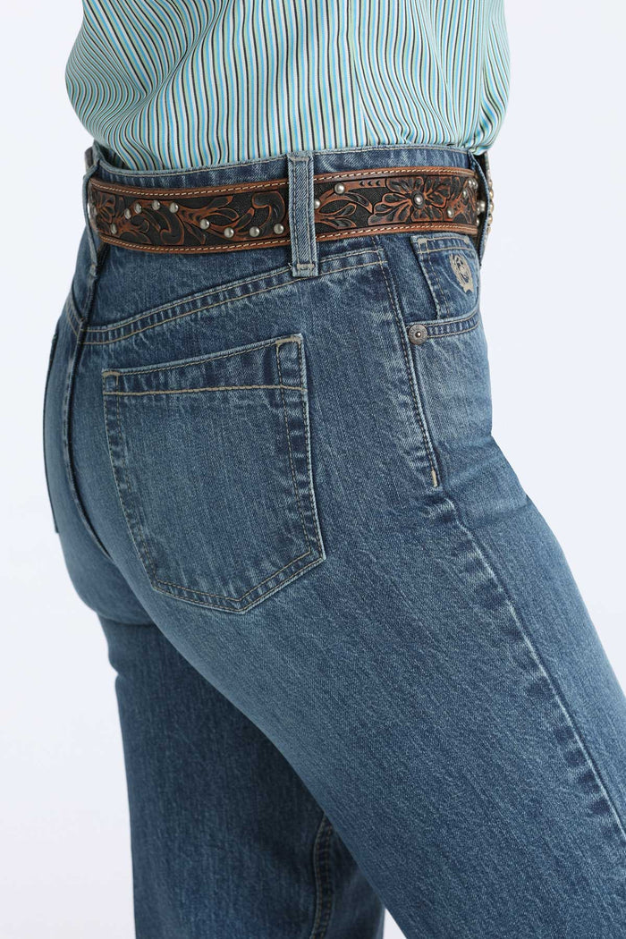 Cinch Women's Tatum High Rise Trouser in Medium Dark Wash