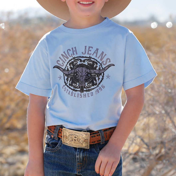 Cinch Youth Boy's Graphic Tee in Light Blue