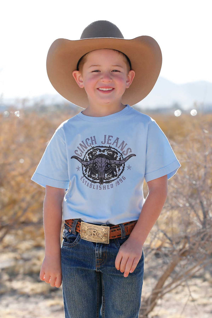 Cinch Youth Boy's Graphic Tee in Light Blue