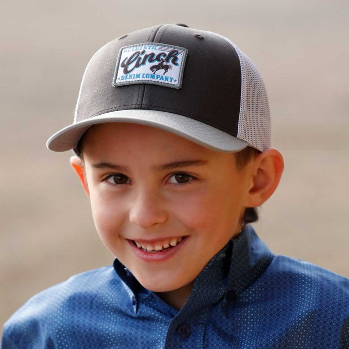 Cinch Youth Logo Patch Trucker Cap in Brown