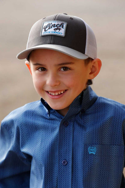 Cinch Youth Logo Patch Trucker Cap in Brown
